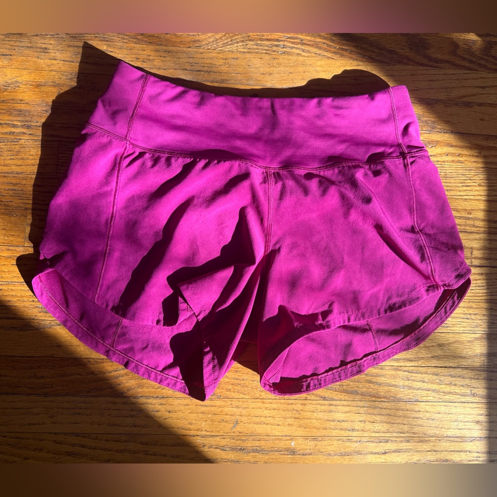 Lululemon fuchsia hot pink running stretch poly shorts size 4 XS